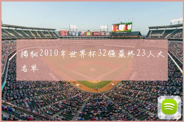 揭秘2010年世界杯32强最终23人大名单